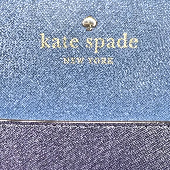 Kate Spade NEW YORK Two-Tone Blue Saffiano Leather Slim Bifold Wallet EUC - Picture 7 of 15